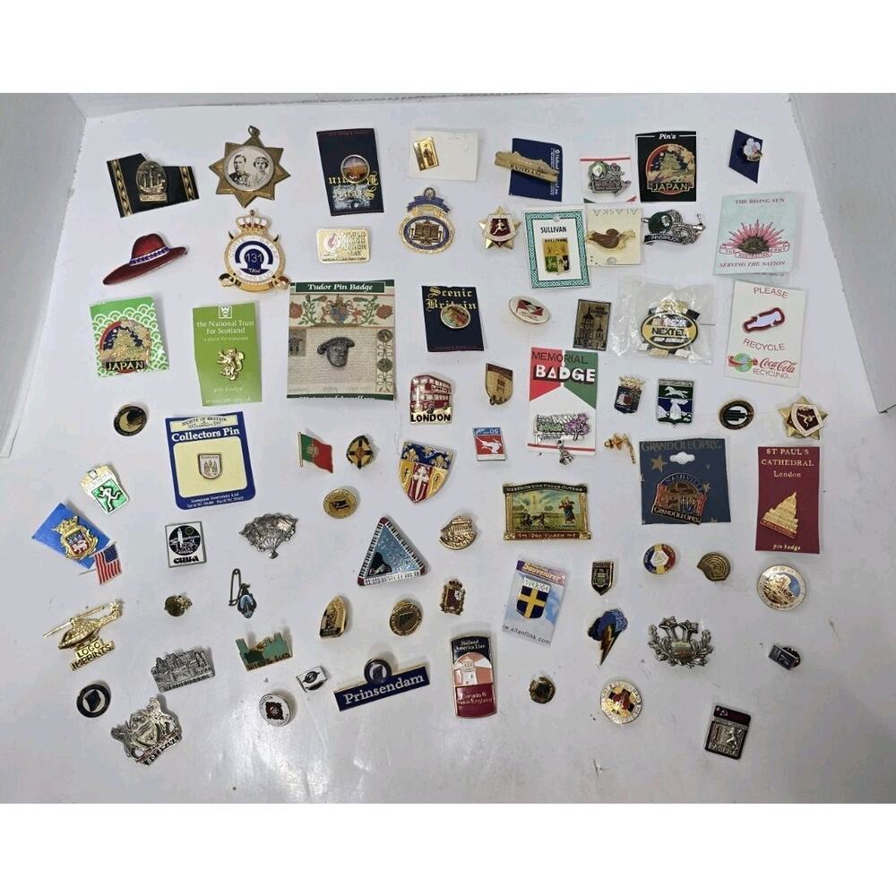 Lot Of Over 70 Vintage Pins From Around The World And Others Used Pin See Pics